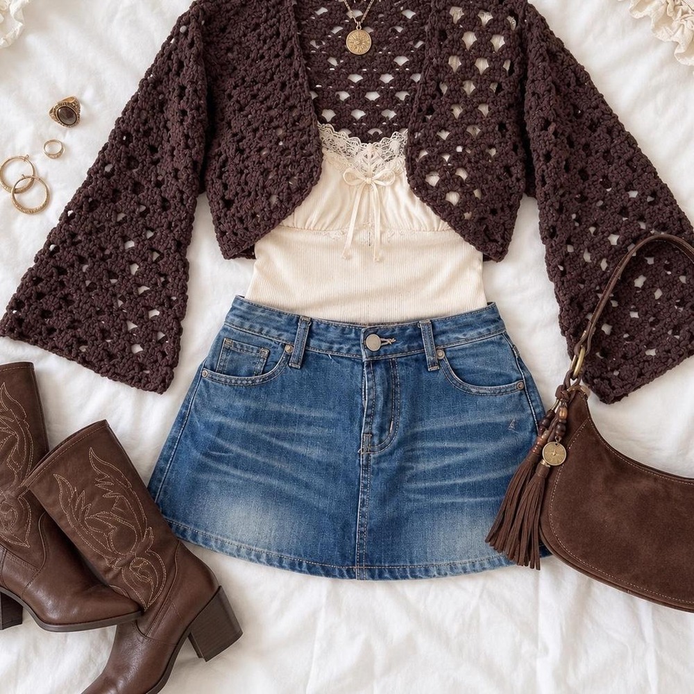 Brown fairy Crochet Shrug Cardigan